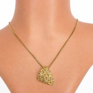 Swarovski Gold Tone Pave Crystal Triangle Necklace 16"